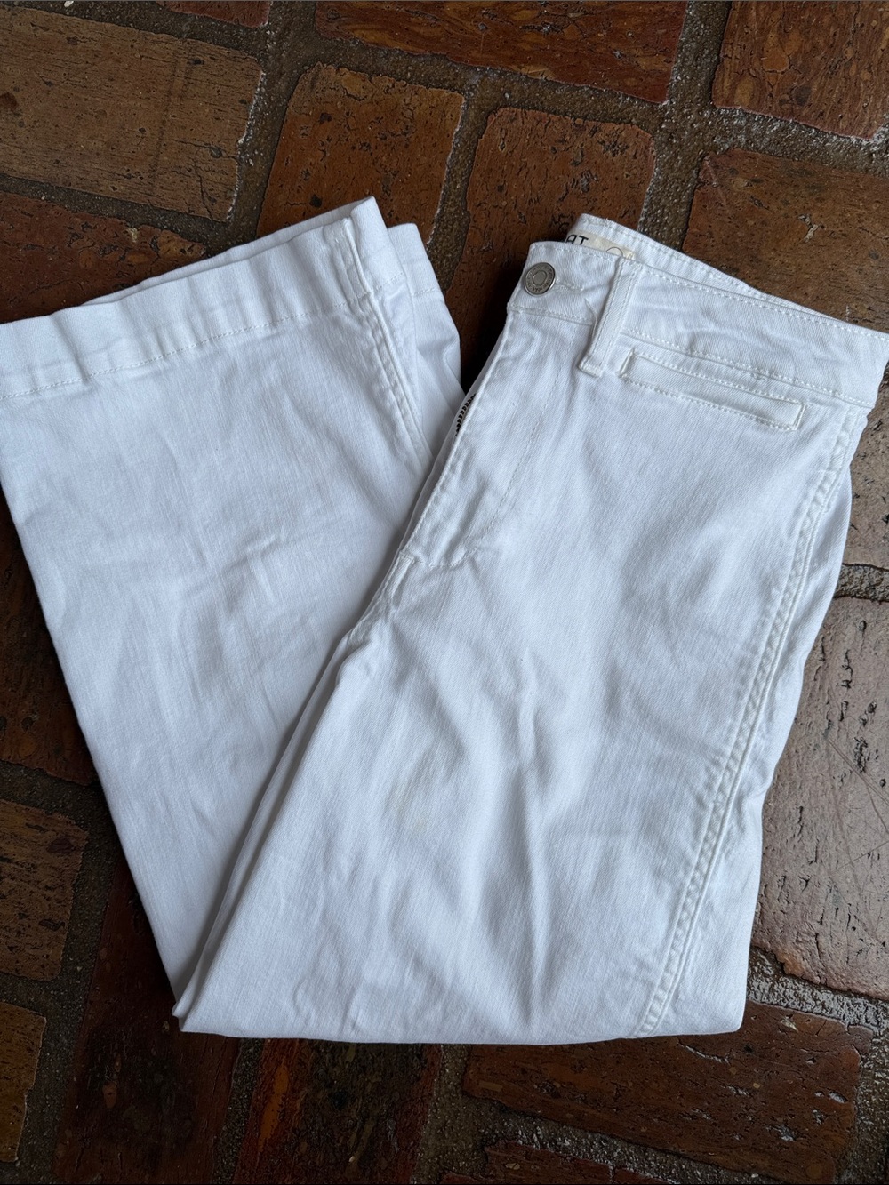 White Wide-Leg Ankle Length Pants